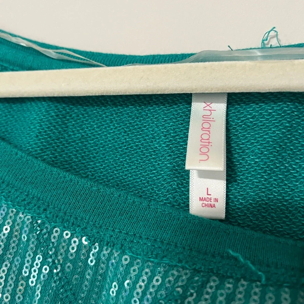 Xhilaration Teal Sequin Top - Picture 4 of 5